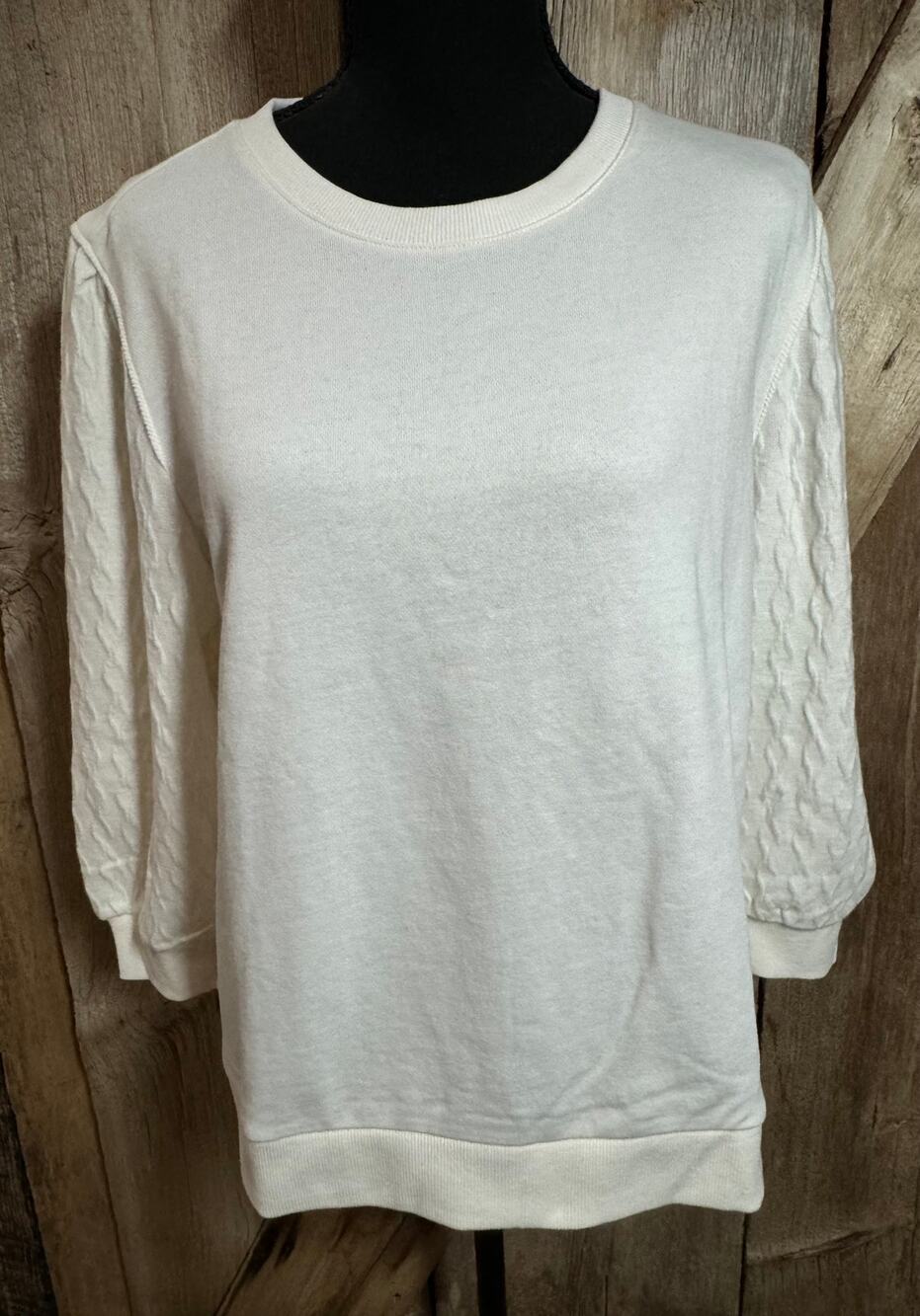 NWT Nautica Women's L Ivory / Bone Knit Sweater Casual Pullover Long Sleeve